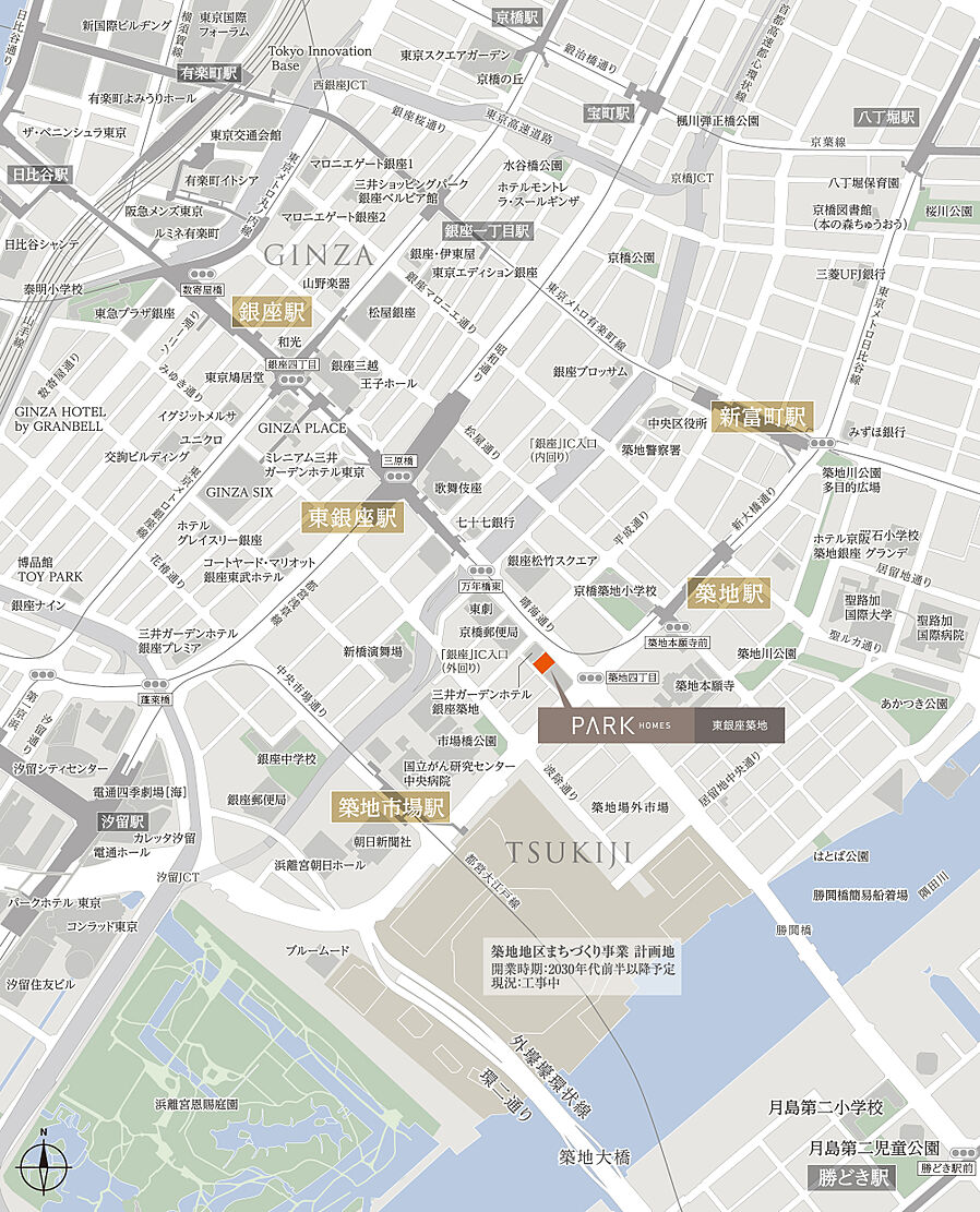 パークホームズ東銀座築地：案内図
