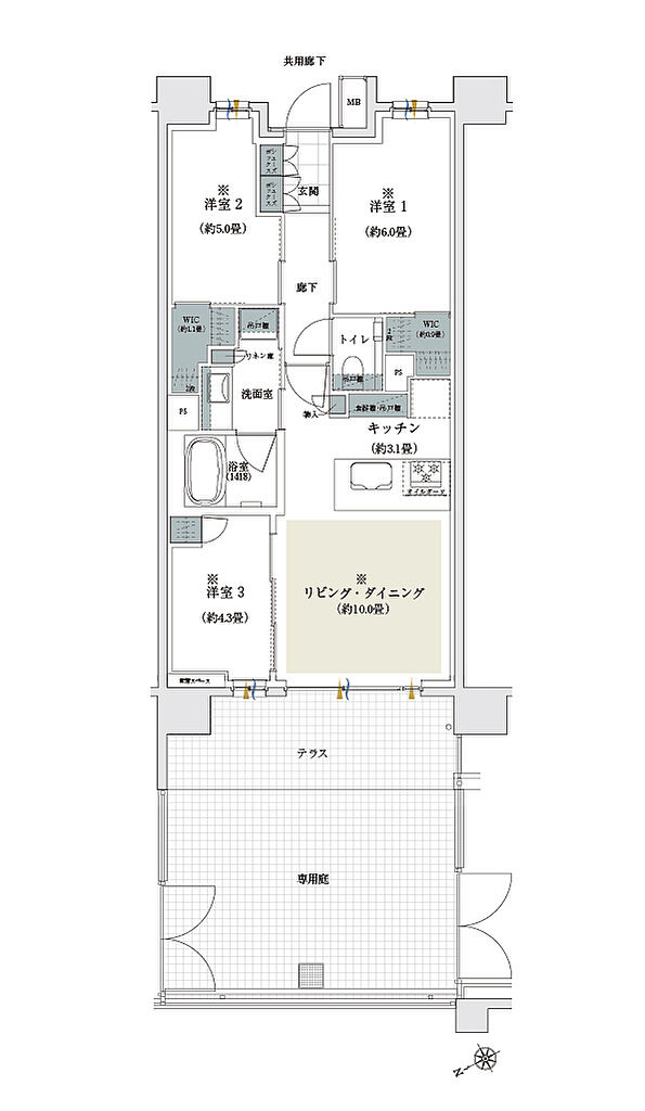 ザ・パークハウス 門前仲町 間取り 【第3期1次】W65A2g