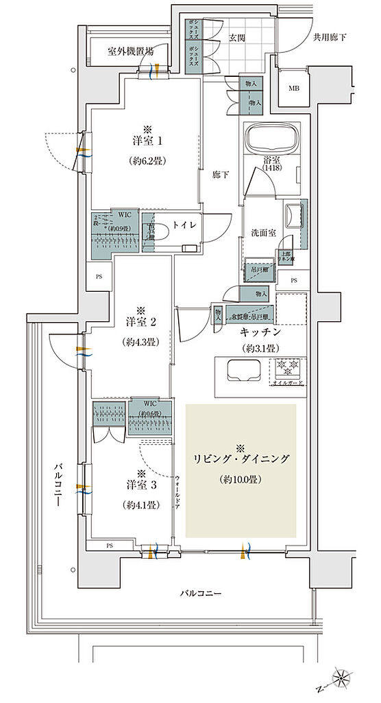 ザ・パークハウス 門前仲町 間取り 【第3期1次】W70A