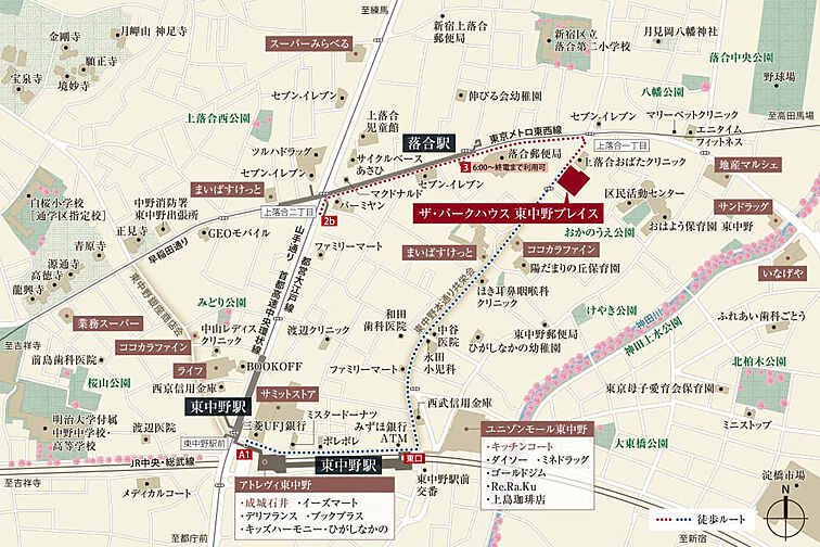 ザ・パークハウス 東中野プレイス 現地案内図