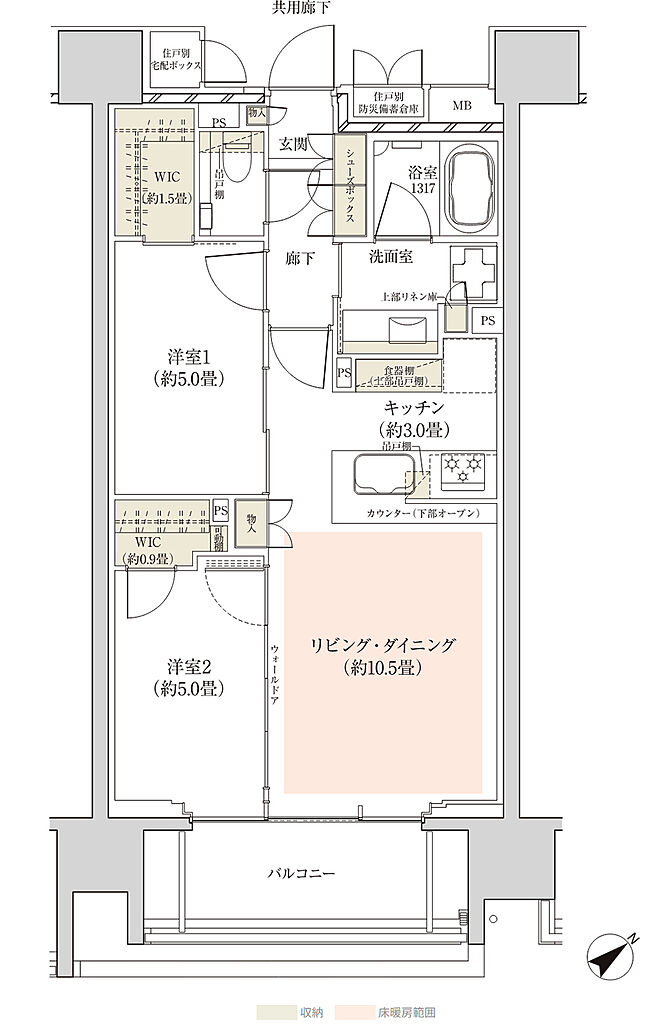 ザ・パークハウス 東中野プレイス 間取り B1