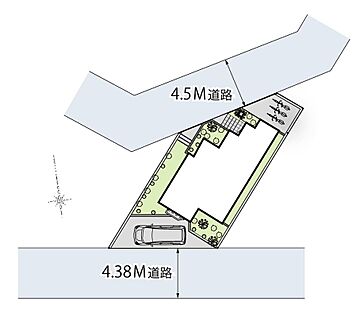 2つの道路に面した通風、採光に恵まれた住戸