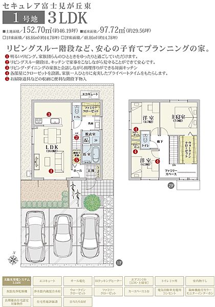 間取・外構植栽図は設計図書を基に描き起こしたもので実際とは多少異なる場合があります。 家具・家電・備品・車・自転車等は価格に含まれません。