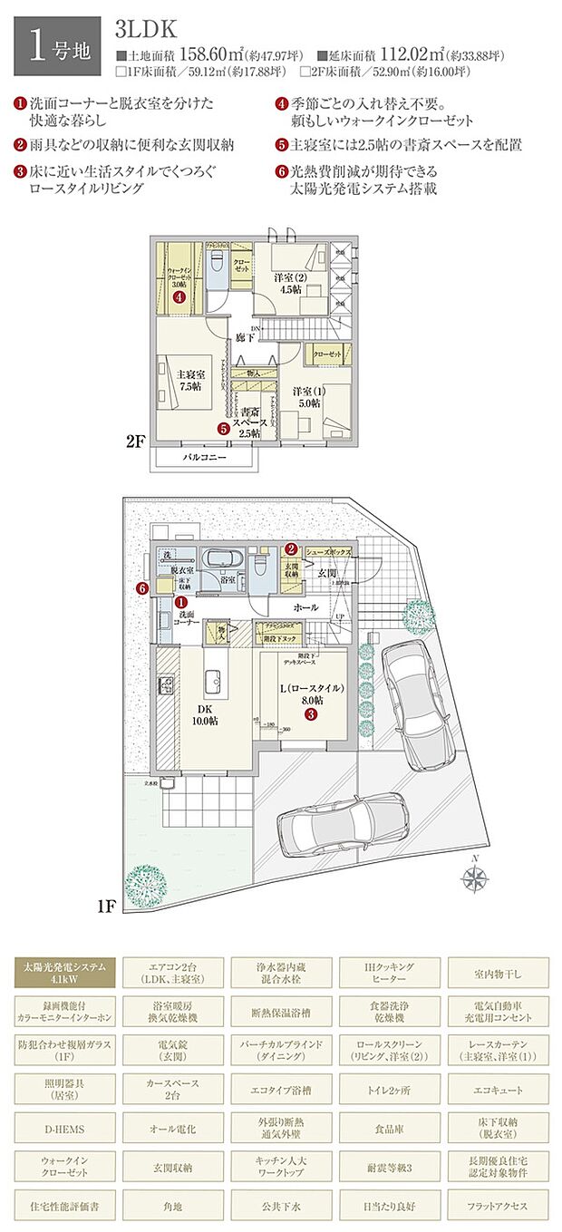 間取・外構植栽図は設計図書を基に描き起こしたもので実際とは多少異なる場合があります。 家具・家電・備品・車等は価格に含まれません。