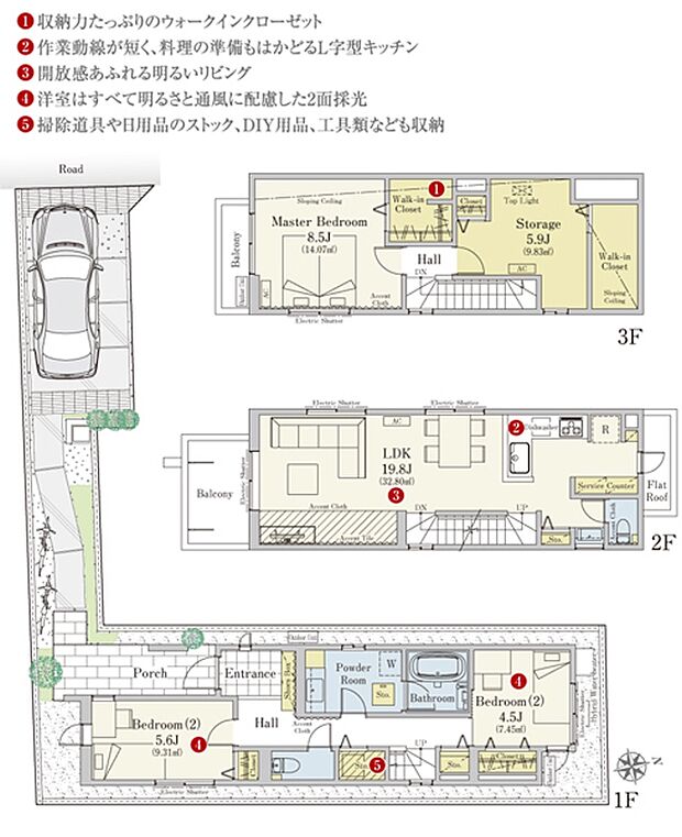 [3号地 プラン図] 間取・外構植栽図は設計図書を基に描き起こしたもので実際とは多少異なる場合があります。 家具・家電・備品・車・自転車等は価格に含まれません。