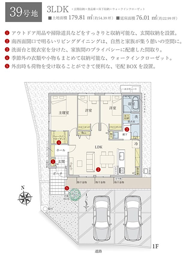 ［プラン図］※図面に基づいて描いているのでプラン及び外構・植栽については、実際とは多少異なる場合があります。また、車・自転車・家具・家電・備品等は販売価格に含まれません。