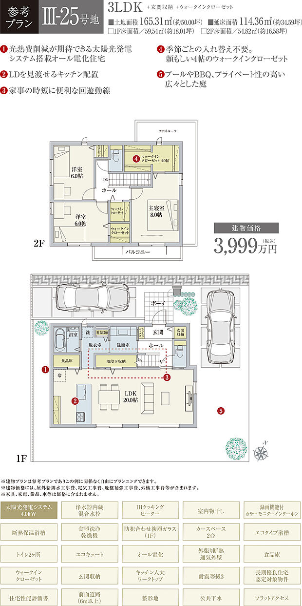 【III-25号地 建物プラン例（間取り図）】［参考プラン］※建物プランは参考例であり、購入者はこのプランに関係なく、自由にプランニングできます。