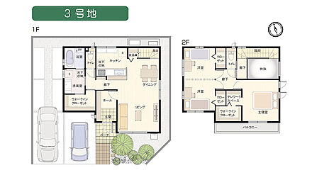 間取・外構植栽図は設計図書を基に描き起こしたもので実際とは多少異なる場合があります。 家具・家電・備品・車等は価格に含まれません。 