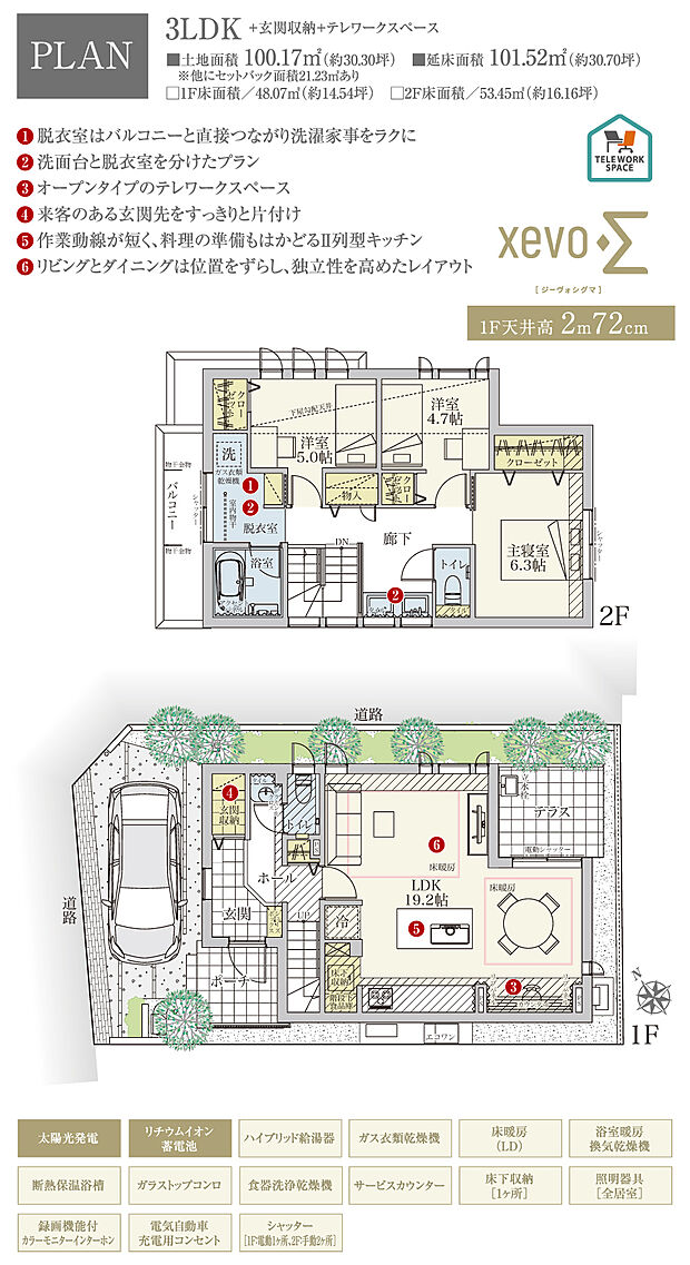 【3LDK】間取・外構植栽図は設計図書を基に描き起こしたもので実際とは多少異なる場合があります。 家具・家電・備品・車等は価格に含まれません。