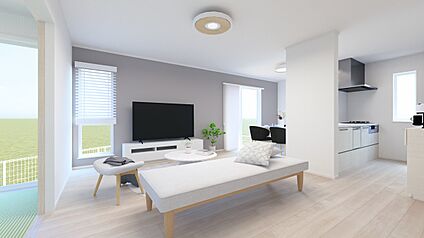 16号棟：開放的なLDKの内観