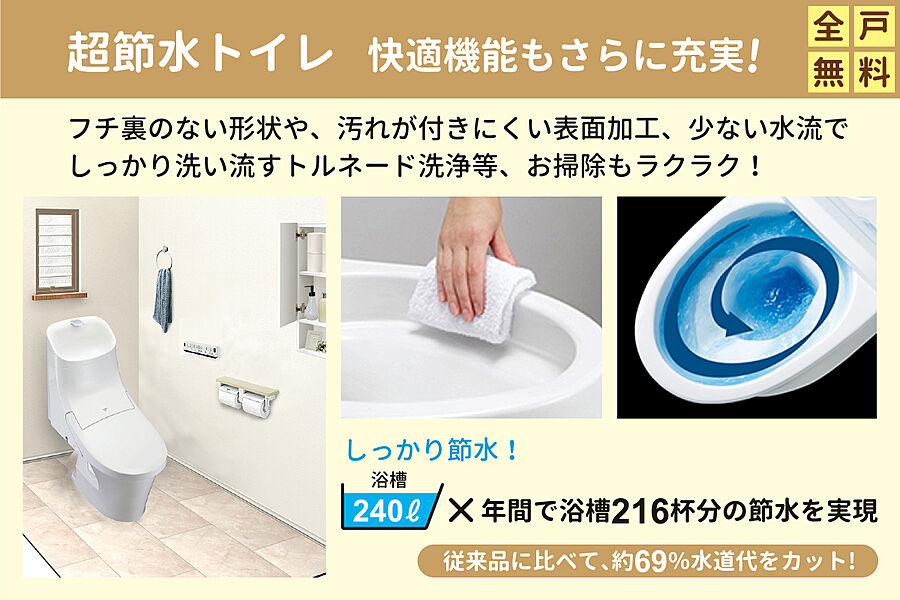省エネ・清潔・快適な最新トイレ採用！