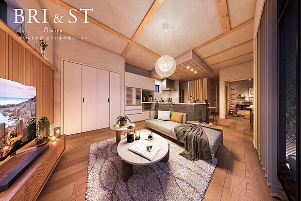 【心地いい質感の素材に憩い 自分時間や家族のふれあいを育むプラ】木の温もりや素材感が心地いいインテリア空間に、 自分らしく家族らしい時間を過ごせる3つのプランデザインをご用意しました。 優美な時間が流れるライフシーンを演出する住まいです。※2号棟完成予想図