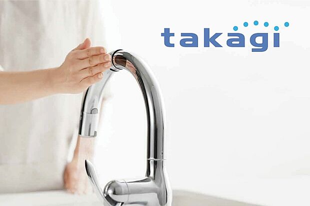 【タカギ／タッチレス蛇口一体型浄水器】タッチレスセンサーによるスムーズな操作。洗い物をしながら水を出し止めできるので、家事の時短はもちろん節水効果も期待できます。