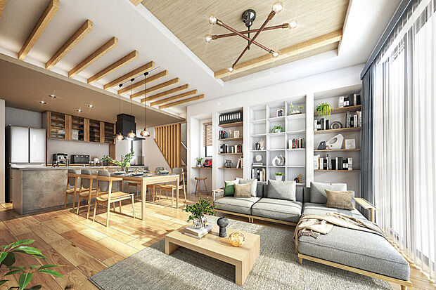 【【多彩な心地よさを広げる邸別設計】】3つのスタイルプラン「STAIR LIVING」「FAMILY LOUNGE」「ALL LIVING」が、多様な暮らし方に応えます。※3号棟完成予想図