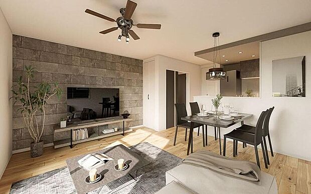 家族が自然と集まる温もりあふれるリビング。内装やフローリング、建具、照明、コンセント位置まで自由にカスタマイズできるので、ご家族の理想に合わせた空間を実現。心地よい光と開放感が特別な毎日を彩ります。セ