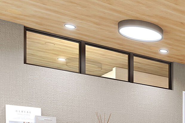 【【開放的な空間をつくるDECO MADO】】ガラスのパーテーション使いで、圧迫感を軽減し、広がりを感じられる空間に仕上げるDECO MADO(デコマド)。スタイリッシュなデザインも魅力です。※LDK完成予想図