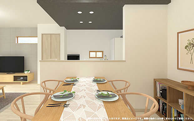 (1号棟)完成予想図 ダイニング
実際の図面をもとにしたCGです。家具はイメージで実際の物件には付帯しません。