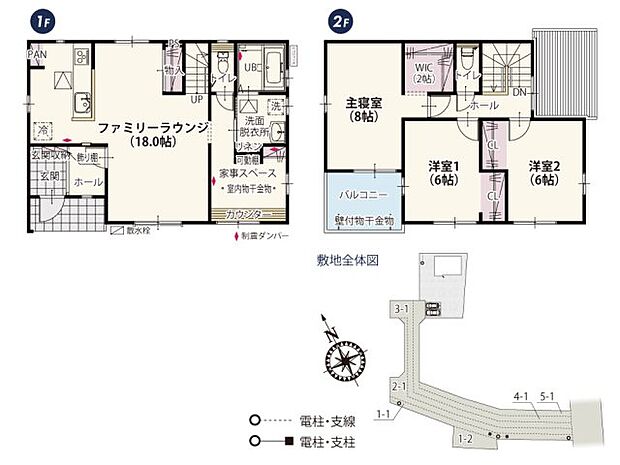 室内物干金物付きの家事スペースが魅力的な家。カウンターもついているのでアイロンがけもラクラク♪