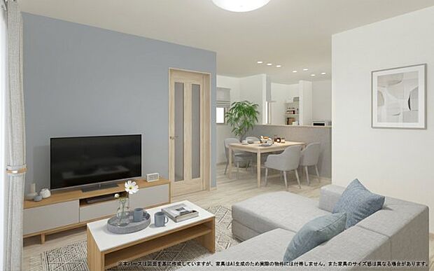 【LDK イメージパース】 ※※画像は設計図面を基に作成したイメージです。