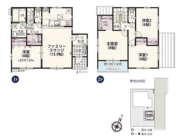 全居室二面採光で風通しのいい家。大きめの収納がついているのでお部屋はいつもスッキリ♪お片付け上手になれるプランです。