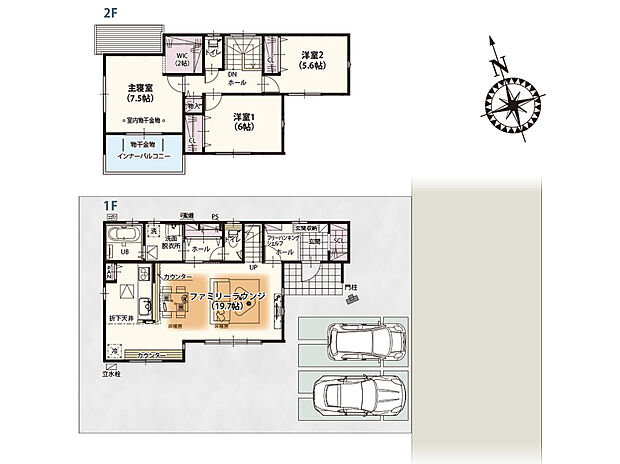 【3LDK＋WIC】キッチン横のカウンターは、家事スペースや休憩スペースなど多目的に使えそうですね。