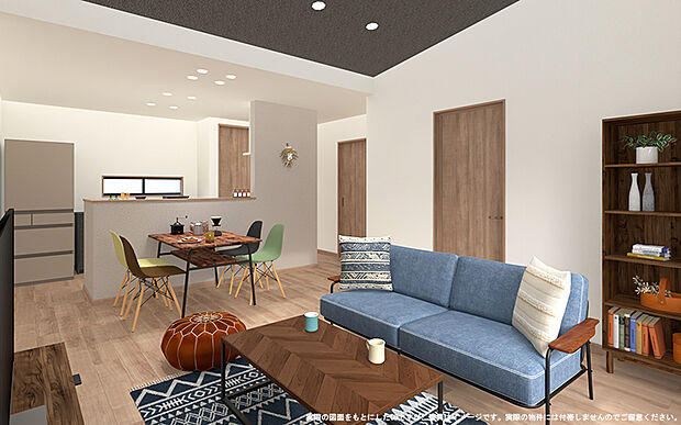 【【2号棟LDK　イメージパース】】※画像は設計図面を基に作成したイメージです。