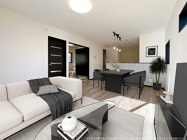 【【2号棟内観完成予想図】】※実際の内観写真にCGで家具を合成しています。実際の物件には付帯しませんのでご留意ください。