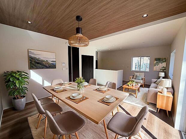 【A号棟　LDK18.8帖】現地画像に家具等CG合成しております。