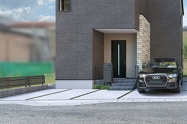 【【カースペース2台駐車可能】】2台目のカースペースは作業や趣味のスペースとしても活用可能。敷地内に設けているので、日常の利便性と快適なカーライフを実現します。※2台目は軽自動車対応となります。