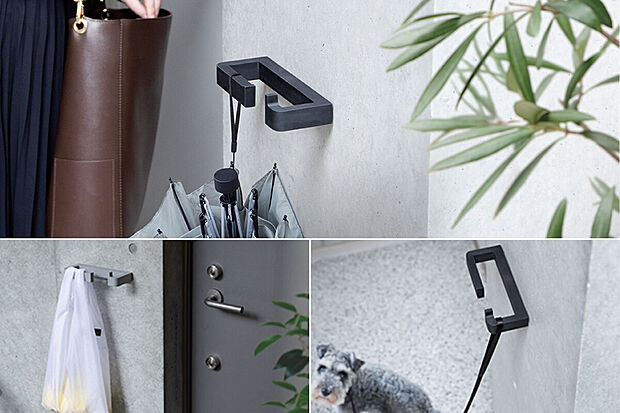 【玄関マルチフック】鍵を開けたいのに手荷物で両手が塞がっていたり、カバンの中の鍵が見つからなかったり、元気な愛犬が大騒ぎしたり。
手荷物を引っ掛けられるこのマルチフックがあれば、帰宅時の煩わしい問題を解決し、ストレスなくお部屋に入ることができます。