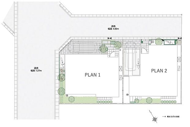 【角地2邸の開放的な立地】