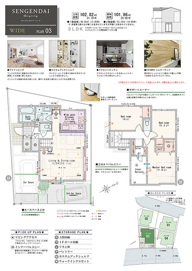 【3LDK】3LDK+サポートコーナー+ウォークインクロゼット+パントリー+土間収納+リネン庫