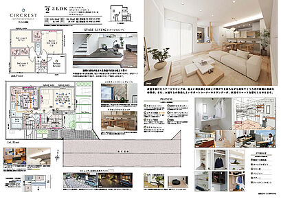 3LDK+ステージリビング+3ウォークインクロゼット+パントリー+階段下土間収納+リネン庫+テラスバルコニー 
