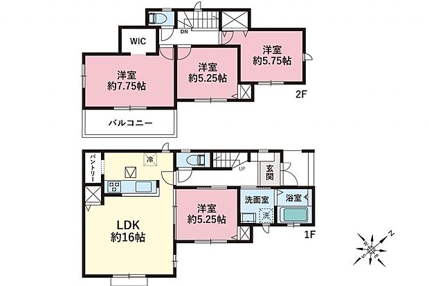 間取図/全室南東向きの日当たりの良い間取りです。