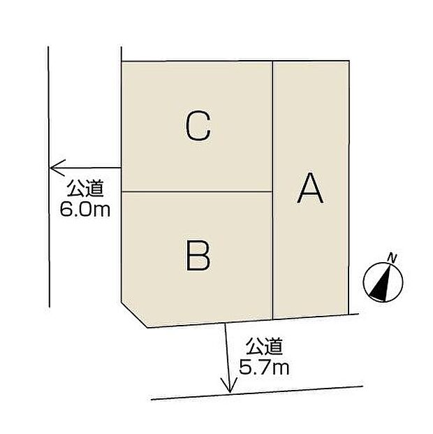 全体区画図／広い前面道路で駐車もスムーズ、送り迎えも安心。ゆとりある道路環境が、忙しい毎日をサポートし、家族の暮らしを快適にします。