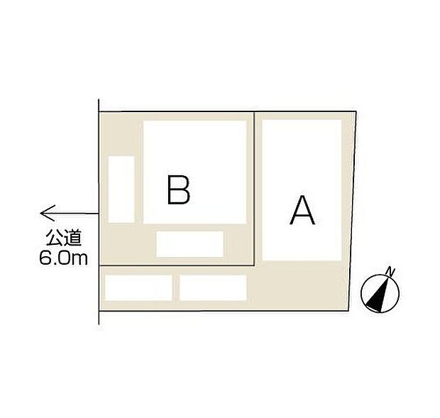 【区画図】全邸カースペース2台分を確保しました。約6mの道路に面し、車の出し入れもスムーズです。
 〈全体区画図〉