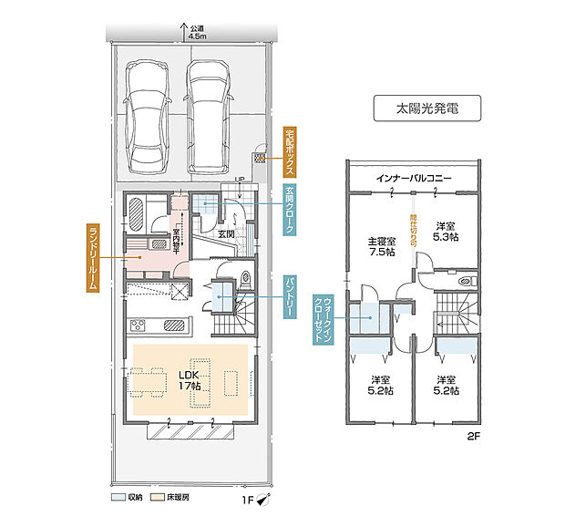 【4LDK】玄関クローク・ランドリールーム設置の収納充実プラン