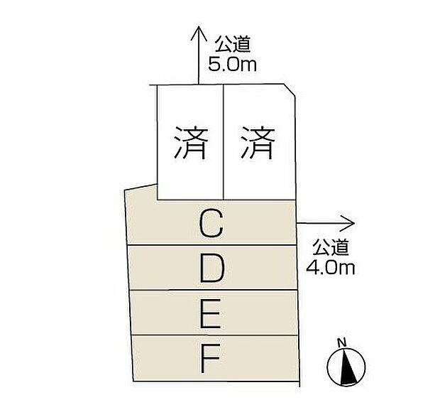 【全体区画図】落ち着きのある街並みが広がる分譲地。住まいが整然と配置され、周辺の住宅街とも調和した、穏やかな暮らしをイメージできる住環境です。