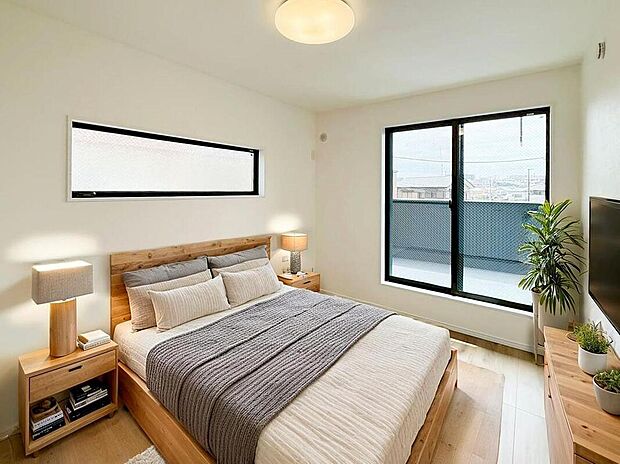 【リビング以外の居室】◆南向きの明るい居室
風通しの良い居室で一人時間も快適。
ご家族の成長とともに様々な用途でお使い頂ける居室です。※家具等はCGです。