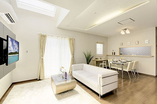 【当社施工例】壁掛けTVにする事によりリビングがスタイリッシュにまとまります。