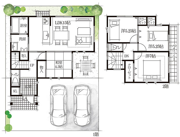 【駐車並列2台可能】フリープラン対応、御客様のご要望を専属の建築士がお伺いし、プラン提案致します。細部に迄拘ったマイホームの実現をサポート致します。