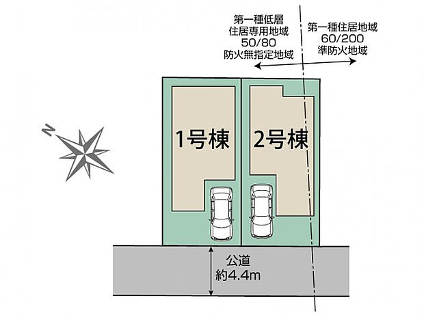 伊勢崎市高森台1丁目2棟 区画図