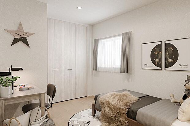 No.1_洋室2　5.2帖の洋室は子供部屋やリモート部屋としても活用できます。※画像はすべてCG加工です。