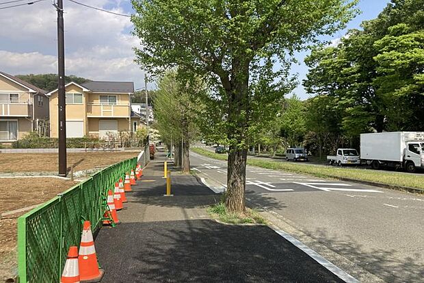 前面道路2（撮影_2026年4月）歩道が整備された前面道路。街路樹が並び、四季を感じられる落ち着いた住環境です。