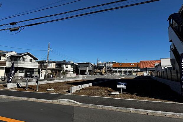 【土地全景2(撮影_2025年3月)】整形地で建物配置、駐車計画のしやすい区画です。※販売済区画を含む場合がございます。最新の販売状況は区画図等をご参照下さい。