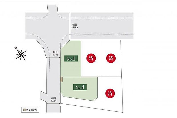 敷地面積約70～109坪の5区画。まちなみガイドラインで整った景観を維持できます。 
