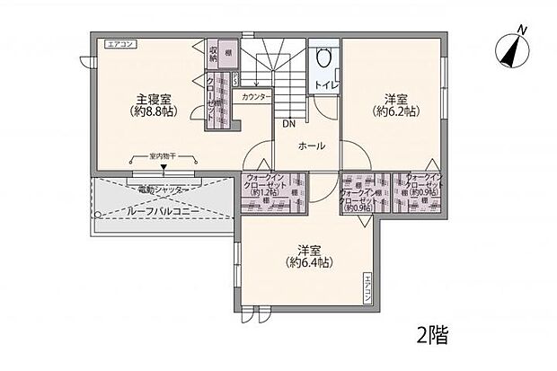 【3ＬＤＫ】No.62_間取り図2F　仕事や趣味に没頭できる書斎スペースを兼ね備えた主寝室