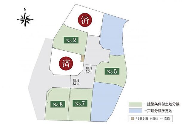 街区内に住民以外が入りづらい、安全に配慮した街区設計。全8区画。まちなみガイドラインで整った景観を維持できます。