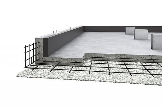 【ベタ基礎】 液状化に強い、建物を面で支えるベタ基礎。