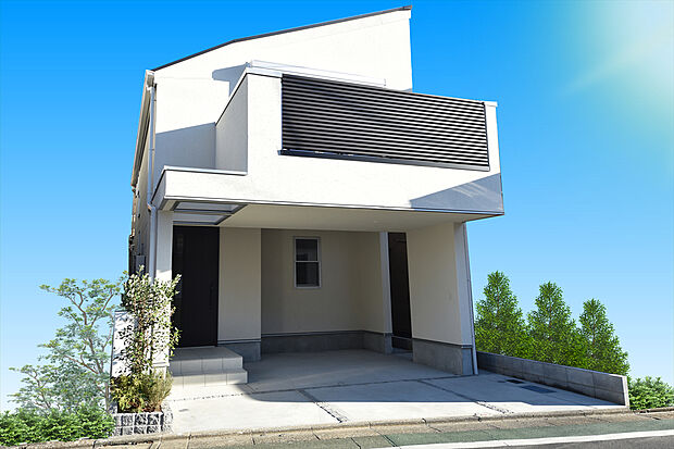 施工例　高級感溢れる外観が落ち着きを演出するラグシスシリーズ。美しさだけではなく、制震設備もしっかり整っているため機能性も兼ね備えております